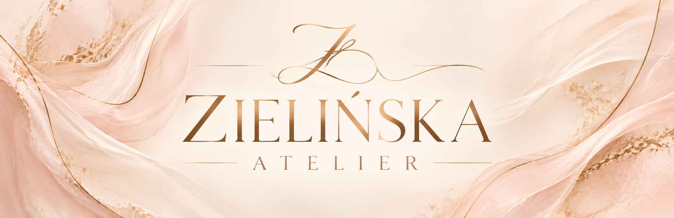 Luksusowe logo atelier na jedwabistym tle